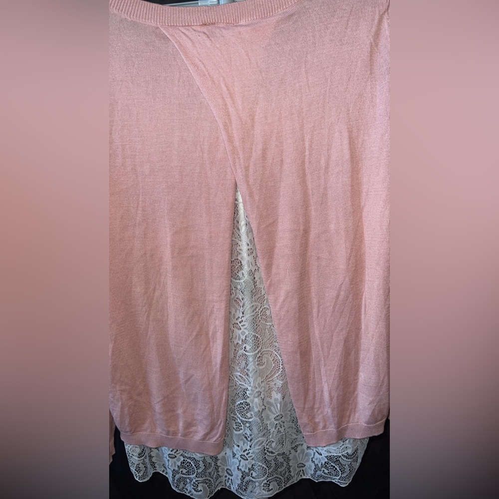 Torrid- Pink Lace Hem Women's Top - Picture 5 of 6